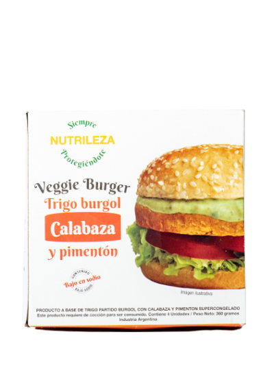 Hamburguesa Calabaza Trigo Burgol y Pimentón Nutrileza